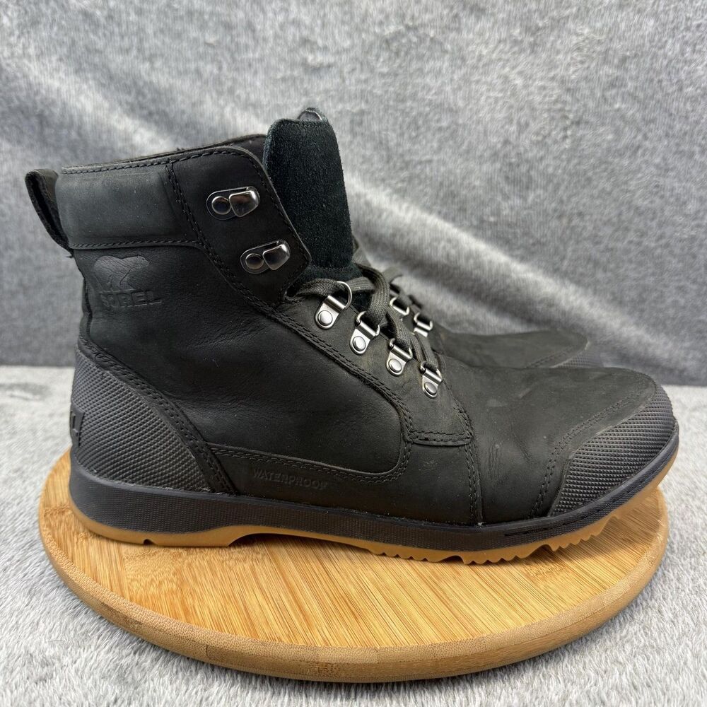 Sorel Boots Mens Size 11 Black Nubuck Waterproof Ankle Snow Boots NM4906-010